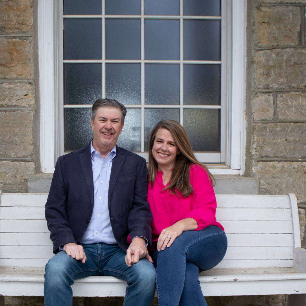 Kirk and Jenn Walden on church bench